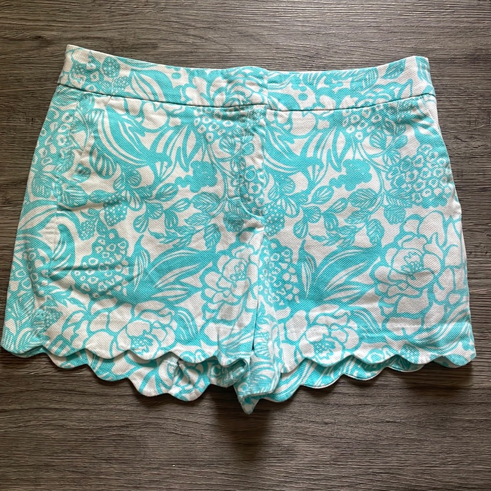12 Talbots Women's Cotton Spandex Scallop Hem Floral Chino Shorts